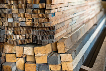 Stack of old wooden beams