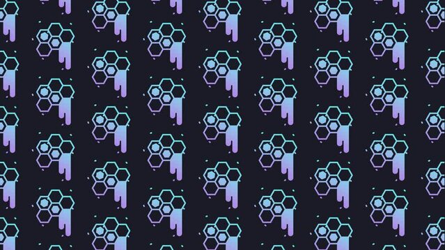 Honeycombs Dark Blue Animated Loop Background 4K