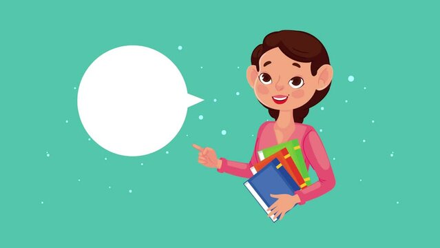 female teacher speaking character animation