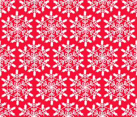 Snowflake pattern red background. Vector design