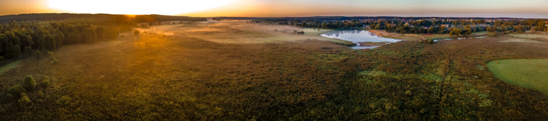 Morning fog the Suprasl River at sunrise.