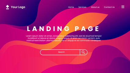 Landing page colorful wavy gradient shape abstract background