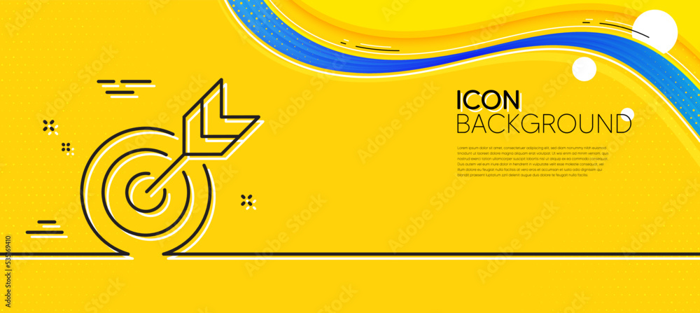 Poster target line icon. abstract yellow background. marketing targeting strategy symbol. aim with arrows s