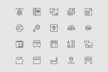 smartphone essential icon set