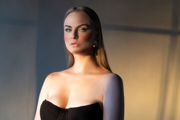 Fototapeta premium portrait of a woman wearing cleavage dress