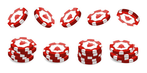 Casino chips for poker or roulette. Realistic 3d. Vector illustration