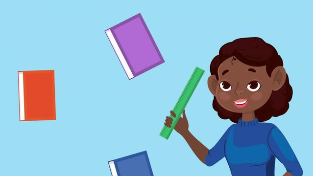 afro female teacher character animation