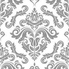 Classic seamless vector gray and white pattern. Damask orient ornament. Classic vintage background. Orient pattern for fabric, wallpapers and packaging