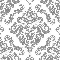 Classic seamless vector gray and white pattern. Damask orient ornament. Classic vintage background. Orient pattern for fabric, wallpapers and packaging