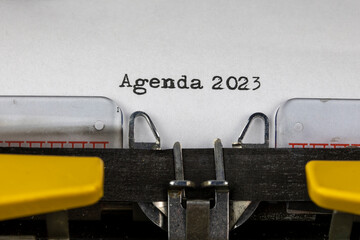 Agenda 2023 written on an old typewriter	