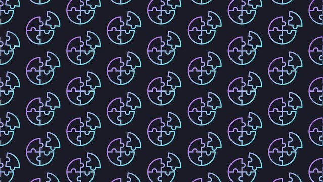 Puzzle Dark Blue Animated Loop Background 4K