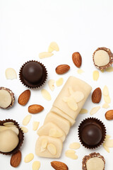 Concept of tasty sweet food, marzipan, top view