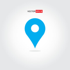 blue Vector icon location. Isolated pin sign on white background. Navigation maps, gps, directions, compass, contacts, search concept. Flat style for graphic design, logo, Web, UI, mobile, EPS10