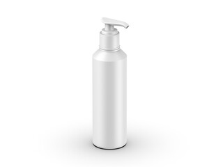 Cosmetic plastic bottle with dispenser pump mockup. Liquid container for gel, lotion, cream, shampoo, bath foam. Beauty product package, 3d render illustration.