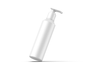 Cosmetic plastic bottle with dispenser pump mockup. Liquid container for gel, lotion, cream, shampoo, bath foam. Beauty product package, 3d render illustration.