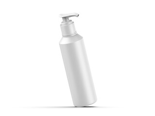 Cosmetic plastic bottle with dispenser pump mockup. Liquid container for gel, lotion, cream, shampoo, bath foam. Beauty product package, 3d render illustration.