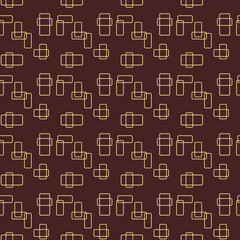 Seamless geometric background for your designs. Modern vector brown and golden ornament. Geometric abstract pattern