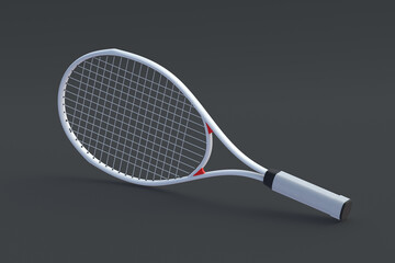 Tennis racquet. Sports equipments. International tournament. Game for laisure. Favorite hobby. 3d render