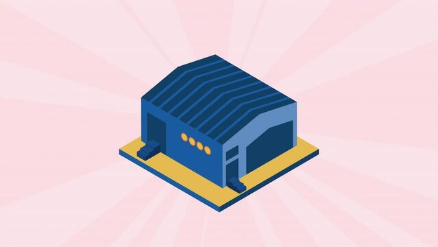 real estate isometric warehouse animation