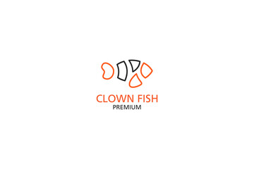 Minimalist clown fish logo design vector illustration