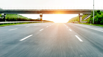 Motion blur of empty highway road
