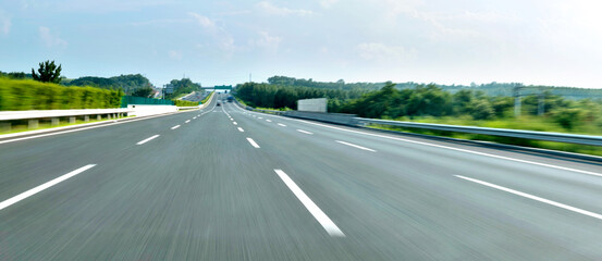Motion blur of empty highway road