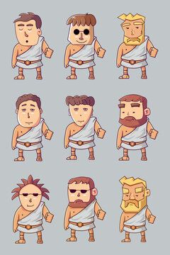 a set of funny cartoon characters