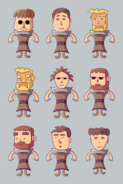 a set of funny cartoon characters