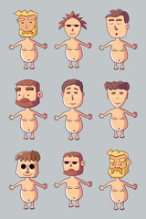 a set of funny cartoon characters