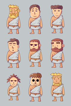 a set of funny cartoon characters