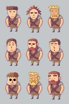 a set of funny cartoon characters