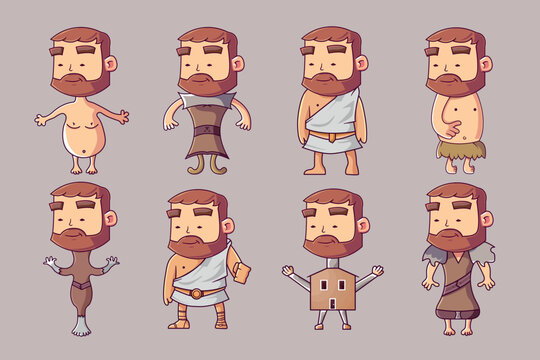 a set of funny cartoon characters