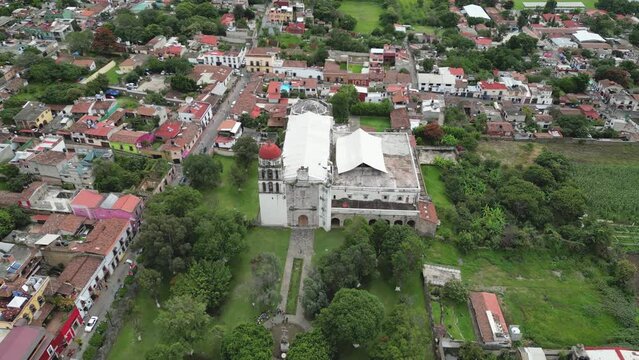 Aerial view of the hills of Malinalco and archaeological zone , State of Mexico, Mexico