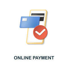 Online Payment icon. 3d illustration from e-commerce collection. Creative Online Payment 3d icon for web design, templates, infographics and more