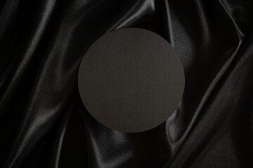 Round geometric platform podium stand for beauty cosmetics product presentation on elegant black...