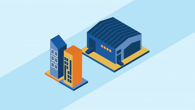 real estate isometric house and buildings