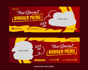 Special burger menu banner template design