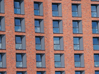 Window front of a hotel at the harbour