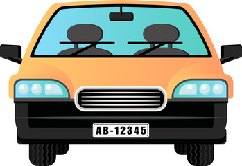 front view car cartoon illustration isolated object