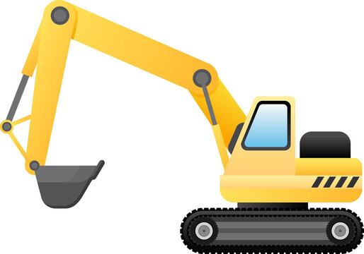Construction Excavator Cartoon Illustration Isolated Object