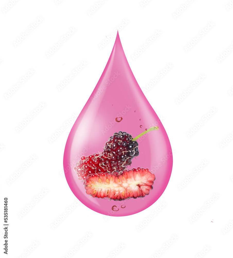 Canvas Prints mulberry anti aging serum oil drop isolated on white background. fruit collagen, natural organic cos