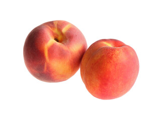Delicious ripe juicy peaches isolated on white
