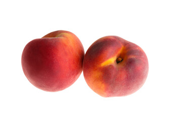 Delicious ripe juicy peaches isolated on white