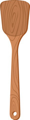 Cartoon nature wooden kitchenware utensil spatula with wood grain texture
