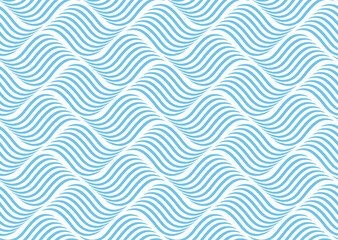 The geometric pattern with wavy lines. Seamless vector background. White and blue texture. Simple lattice graphic design