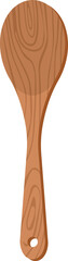 Cartoon nature wooden kitchenware utensil salad spatula with wood grain texture