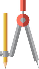 Cartoon pencil compass isolated object illustration