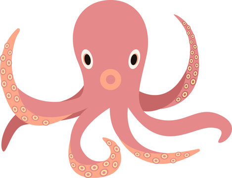Cartoon cute octopus isolated object illustration