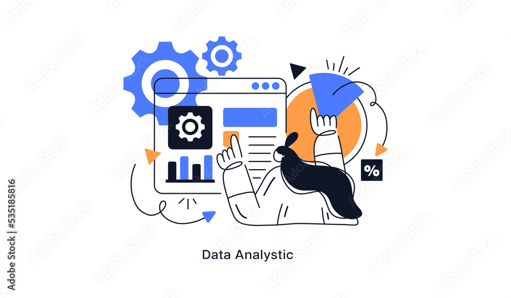 Poster flat vector design statistical and data analysis for business finance investment concept. flat vecto