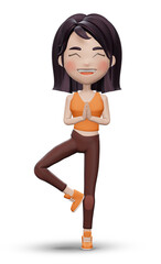 3d render.Women yoga poses isolated on white background